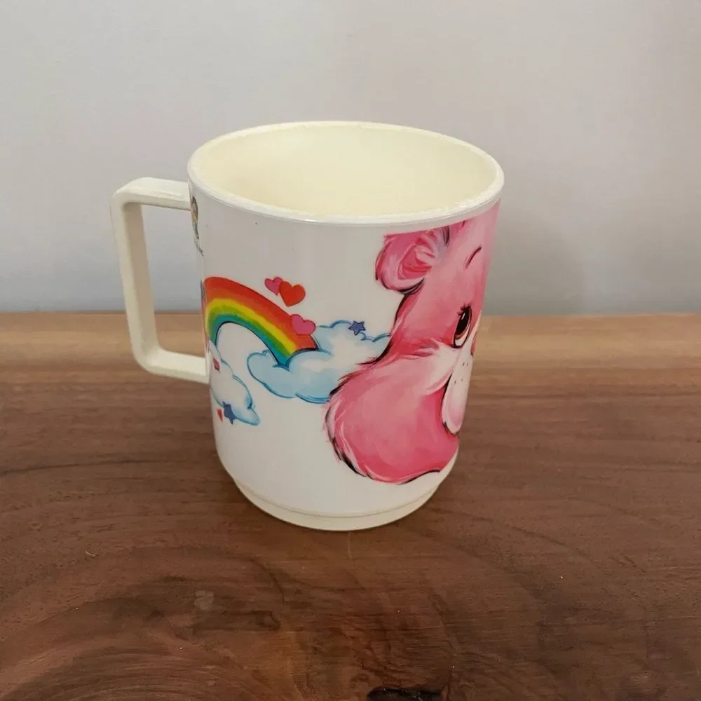 VINTAGE 1985 DEKA PLASTICS CARE BEAR CHEER BEAR PLASTIC MUG CUP